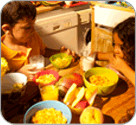 Kids sitting at the breakfast table